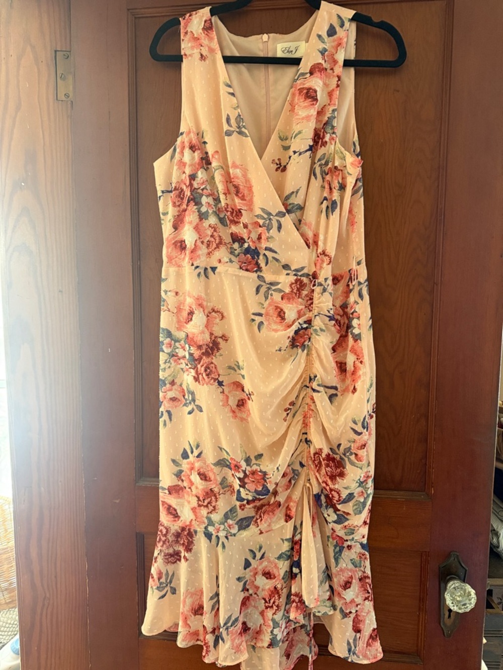 Eliza J Peach Floral Midi Dress
